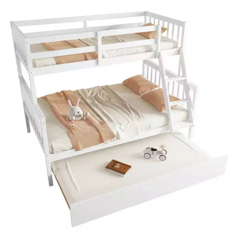 Lit superposé jumeau sur grand, détachable, avec lit gigogne pour enfants et adolescents, lit superposé en bois avec échelle et garde-corps, séparable en 2 lits.