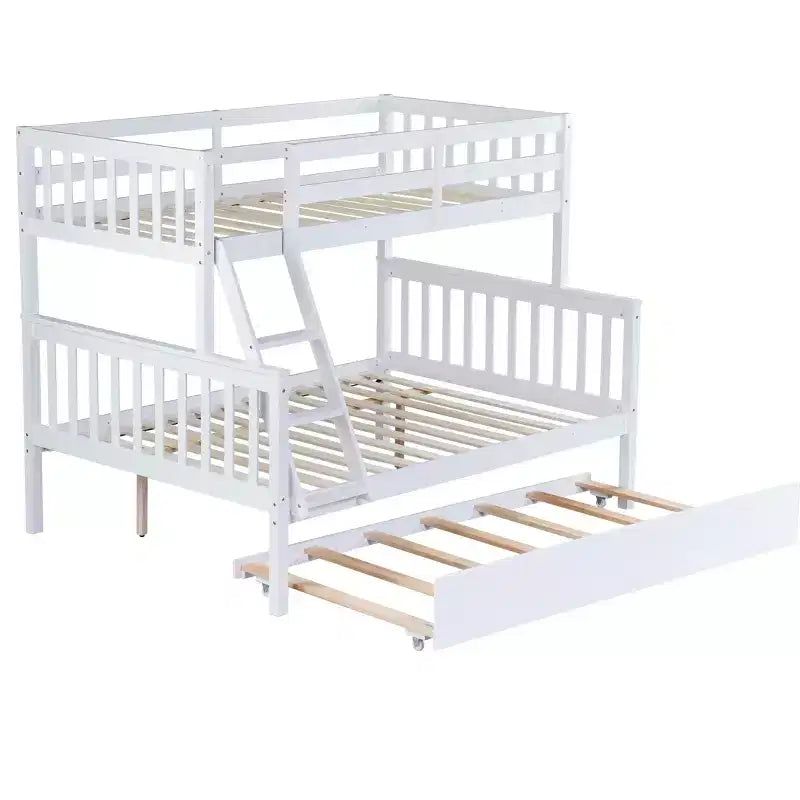 Lit superposé jumeau sur grand, détachable, avec lit gigogne pour enfants et adolescents, lit superposé en bois avec échelle et garde-corps, séparable en 2 lits.