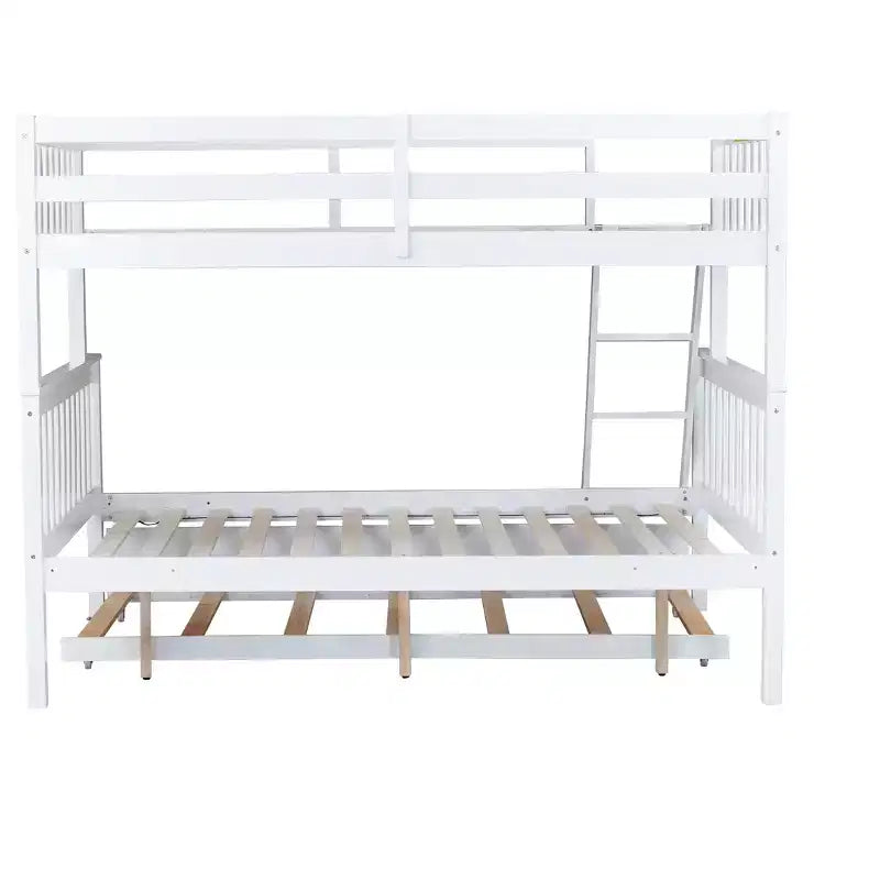 Lit superposé jumeau sur grand, détachable, avec lit gigogne pour enfants et adolescents, lit superposé en bois avec échelle et garde-corps, séparable en 2 lits.