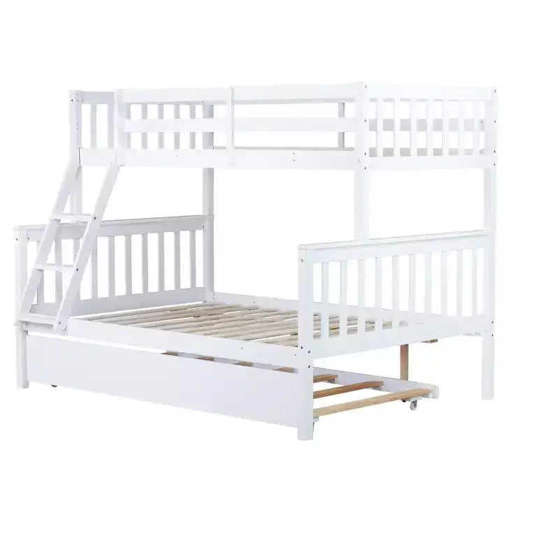 Lit superposé jumeau sur grand, détachable, avec lit gigogne pour enfants et adolescents, lit superposé en bois avec échelle et garde-corps, séparable en 2 lits.