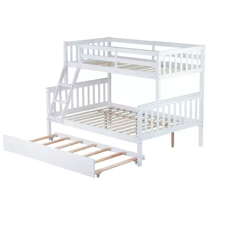 Lit superposé jumeau sur grand, détachable, avec lit gigogne pour enfants et adolescents, lit superposé en bois avec échelle et garde-corps, séparable en 2 lits.