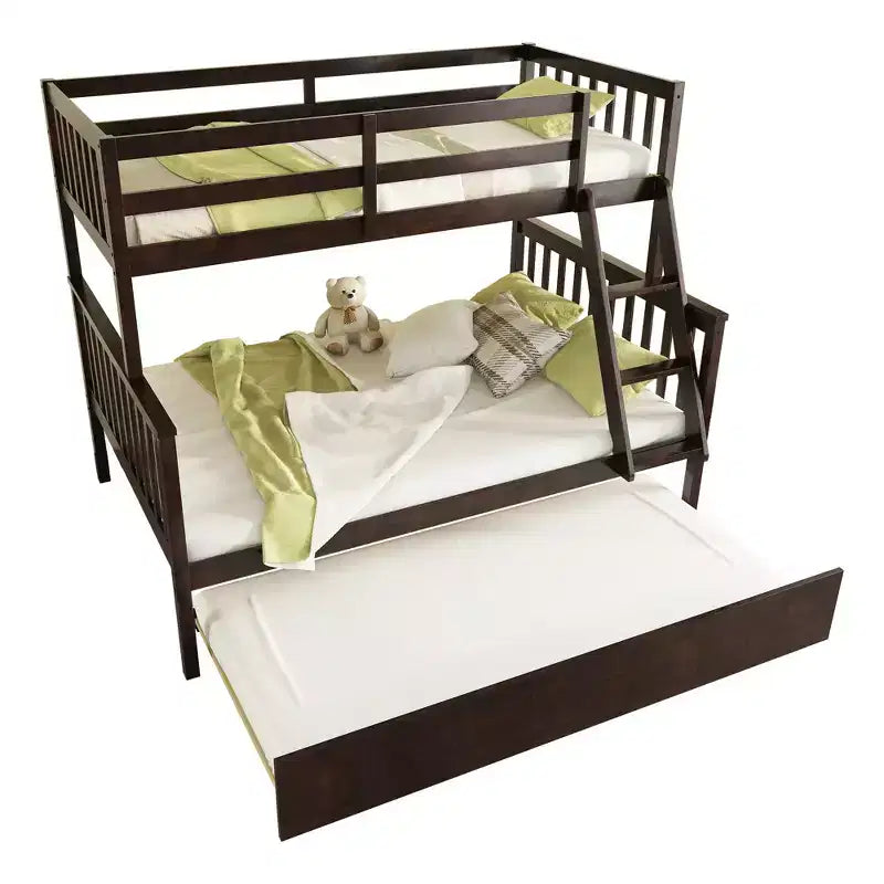 Lit superposé jumeau sur grand, détachable, avec lit gigogne pour enfants et adolescents, lit superposé en bois avec échelle et garde-corps, séparable en 2 lits.