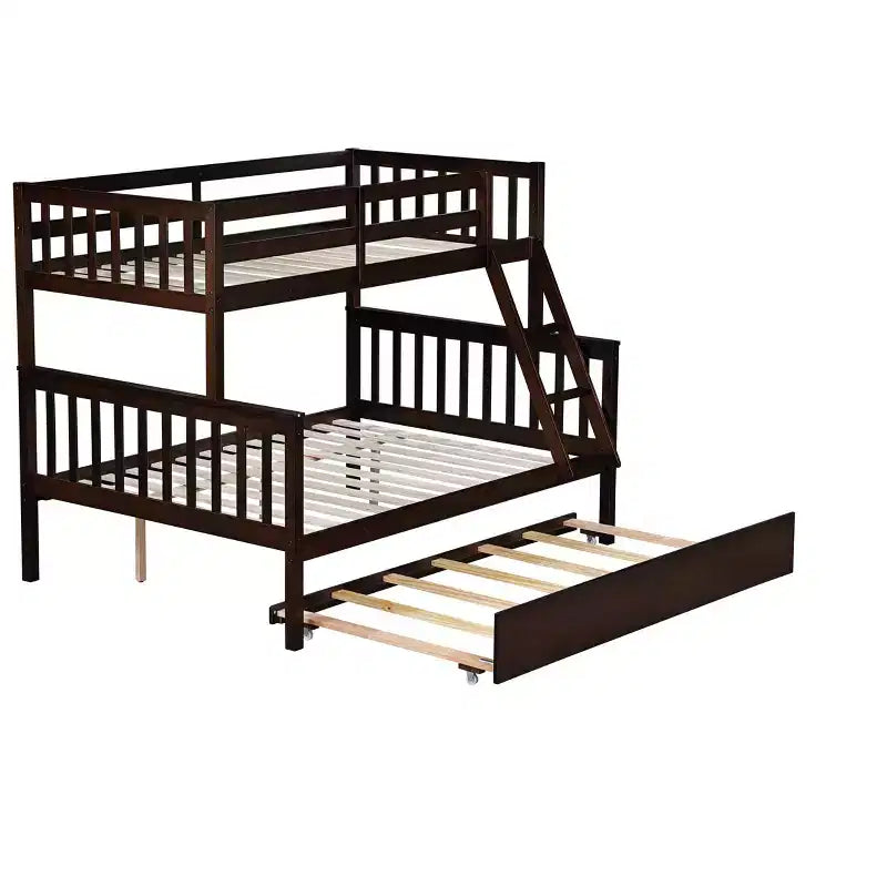 Lit superposé jumeau sur grand, détachable, avec lit gigogne pour enfants et adolescents, lit superposé en bois avec échelle et garde-corps, séparable en 2 lits.