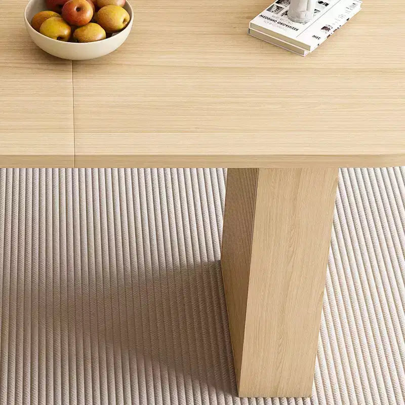 Table à manger ovale pour 6 personnes 160 cm Table de cuisine de ferme avec base à lattes en bois Grande table de salle à manger ronde à pied central pour salon Naturel